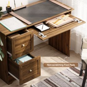 Wooden Vintage Computer Desk with 3 Drawers for Home and Office