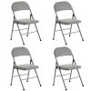 4pcs Elegant Foldable Iron & PVC Chairs for Convention & Exhibition Gray