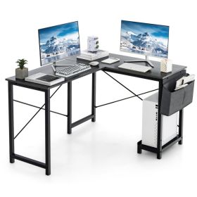 Modern Reversible Computer Desk with Storage Pocket and CPU Stand for Working Writing Gaming