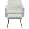 COOLMORE Velvet Accent Chair with Adjustable Armrests and Backrest, Button Tufted Lounge Chair, Single Recliner Armchair with Ottoman