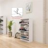 Narrow Shoe Storage Cabinet with Mirror, Wood Slim Shoe Rack 3 Tier Shoe Organizer for Home and Apartment, White