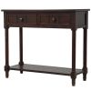 Console Table Traditional Design with Two Drawers and Bottom Shelf (Espresso)