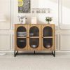 Storage Cabinet with Glass Door, Sideboard Buffet Cabinet for Kitchen,Dining Room, Walnutcolor