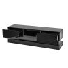 51.18inch Black morden TV Stand with LED Lights,high glossy front TV Cabinet,can be assembled in Lounge Room, Living Room or Bedroom,color:BLACK