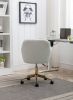 Modern Teddy Fabric Material Adjustable Height 360 Revolving Home Office Chair With Gold Metal Legs And Universal Wheel For Indoor,White