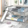 Full over Full Bunk Bed with Convertible Slide and Ladder, Gray