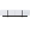 [VIDEO provided] White & Black Contemporary Rectangle Design TV Stand, Unique Style TV Console Table for TVs Up to 80'', Modern TV Cabinet with High G