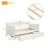 Twin Wooden Daybed with Trundle Bed, Sofa Bed for Bedroom Living Room,White