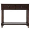 Console Table Traditional Design with Two Drawers and Bottom Shelf (Espresso)