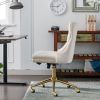 A&A Furniture Office Chair,Velvet Upholstered Tufted Button Home Office Chair with Golden Metal Base,Adjustable Desk Chair Swivel Office Chair (Beige)