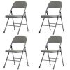 4pcs Elegant Foldable Iron & PVC Chairs for Convention & Exhibition Gray