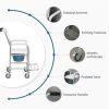 Shower Commode Wheelchair, Waterproof Rolling Over Toilet Chair with Padded Seat