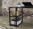 Furnish Home Store Sage Black Metal Frame 47" Wooden Top 2 Shelves Writing and Computer Desk for Home Office, Black