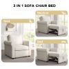 3-in-1 Sofa Bed Chair, Convertible Sleeper Chair Bed,Adjust Backrest Into a Sofa,Lounger Chair,Single Bed,Modern Chair Bed Sleeper for Adults,White(Ol