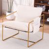 2 Sets 1 Case, Upholstered Hanging Armchair with Arm PocketsMetal frame, gold-plated craftsmanship, crushed foam cushions and skin-friendly woven fabr