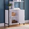 Six Shelf Modern Bookcase with Two Door Storage Cabinet with Two Shelves - White and Black Metal