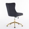 A&A Furniture Office Chair,Velvet Upholstered Tufted Button Home Office Chair with Golden Metal Base,Adjustable Desk Chair Swivel Office Chair (Black)