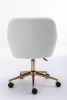 Modern Teddy Fabric Material Adjustable Height 360 Revolving Home Office Chair With Gold Metal Legs And Universal Wheel For Indoor,White