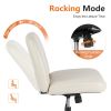 Office chair, backrest, armless office chair, adjustable swivel for comfortable home office, beige, Leather