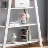 Modern Home Display Cabinet 4- Tier Open Shelving with Center Drawer in White Oak