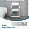 Shower Commode Wheelchair, Waterproof Rolling Over Toilet Chair with Padded Seat