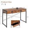 2-Drawer Home Office Desk with Steel Frame