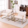 2 Sets 1 Case, Upholstered Hanging Armchair with Arm PocketsMetal frame, gold-plated craftsmanship, crushed foam cushions and skin-friendly woven fabr