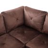 Brown Microfiber 3-Piece Living Room Sofa Set A