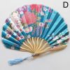 1pc Folding Fan Handheld Fans Chinese Imitation Silk Classical Hanfu Fan Tassel Elegent Female Fan Home Decoration Fan Chinese Fan Hand Folding Fans V