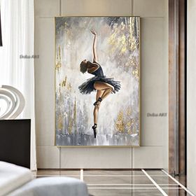 Handmade Oil Painting Canvas Wall Art Decoration Portrait Ballet Girl Home Living Room hallway bedroom luxurious decorative painting (size: 90x120cm)