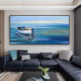 Handmade Oil Painting On Canvas Wall Art Decoration Modern Abstract Boat Landscape Picture  Living Room hallway bedroom luxurious decorative painting (size: 60X120cm)