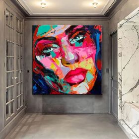 Handmade Face Oil Painting On Canvas Wall Art Decoration Modern Abstract Figure Pictures Home Decor Living Room hallway bedroom luxurious decorative p (size: 90x90cm)