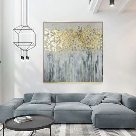 Oil Painting Handmade Hand Painted Wall Art Modern Gold Foil Tree Abstract  home corridor living room bedroom luxurious adornment painting (size: 80x80cm)