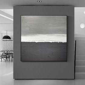 100% hand painted White Gray Abstract Oil Painting Canvas Handmade oil Painting For Home Office Bar Decor (size: 150x150cm)