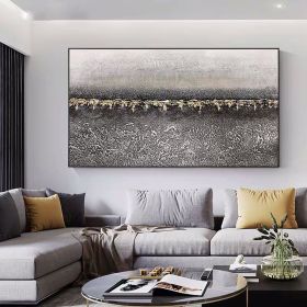 Top Selling Handmade Abstract Oil Painting Wall Art Modern Minimalist Gold Foil Picture Canvas Home Decor For Living Room Bedroom No Frame (size: 40X80cm)