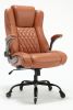 High Back Office Chair- Lifting Headrest Flip Arms Built-in Adjustable Lumbar Support, Executive Computer Desk Chair Ergonomic Design Strong Metal Bas