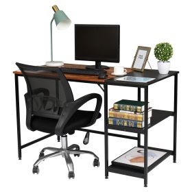 FCH Home Office Computer Desk, Study Writing Desk with Wooden Storage Shelf, 2-Tier Industrial Morden Laptop Table with Splice Board (Vintage Oak Fini (Length: 47 inches)