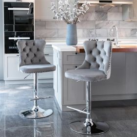 Furniture,Swivel Velvet Barstools Adjusatble Seat Height from 25-33 Inch (Color: as picture)