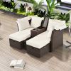 2-Seater Outdoor Patio Daybed Outdoor Double Daybed Outdoor Loveseat Sofa Set with Foldable Awning and Cushions for Garden, Balcony, Poolside