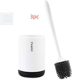 Home Fashion Simple Toilet Cleaning Brush Set (Option: White Black-3PCS)