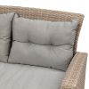 Patio Furniture Set;  4 Piece Outdoor Conversation Set All Weather Wicker Sectional Sofa with Ottoman and Cushions