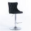 Furniture,Swivel Velvet Barstools Adjusatble Seat Height from 25-33 Inch, Modern Upholstered Chrome base Bar Stools with Backs Comfortable Tufted for