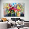 Handmade Hand Painted Wall Art On Canvas Abstract Colorful Vintage Floral Botanical Modern Home Living Room hallway bedroom luxurious decorative paint