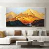 Handmade Gold Mountain Oil Painting on Canvas Original Landscape Painting Winter Snow Scene Murals Custom Painting Home Decor