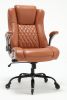 High Back Office Chair- Lifting Headrest Flip Arms Built-in Adjustable Lumbar Support, Executive Computer Desk Chair Ergonomic Design Strong Metal Bas