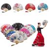 1pc Folding Fan Handheld Fans Chinese Imitation Silk Classical Hanfu Fan Tassel Elegent Female Fan Home Decoration Fan Chinese Fan Hand Folding Fans V