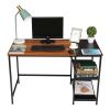 FCH Home Office Computer Desk, Study Writing Desk with Wooden Storage Shelf, 2-Tier Industrial Morden Laptop Table with Splice Board (Vintage Oak Fini