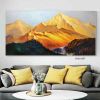 Handmade Gold Mountain Oil Painting on Canvas Original Landscape Painting Winter Snow Scene Murals Custom Painting Home Decor