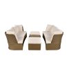 Customizable Outdoor Patio Furniture Set, Wicker Furniture Sofa Set with Thick Cushions, Suitable for Backyard, Porch.