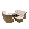 Customizable Outdoor Patio Furniture Set, Wicker Furniture Sofa Set with Thick Cushions, Suitable for Backyard, Porch.